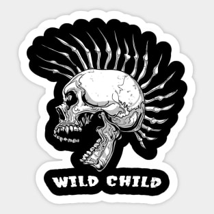 Scull With Mohawk - Wild Child Sticker